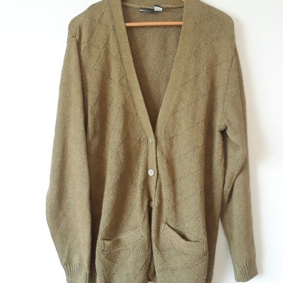 Vintage 90s Lizsport Cotton Oversized Cardigan Sweater - Picture 4 of 10